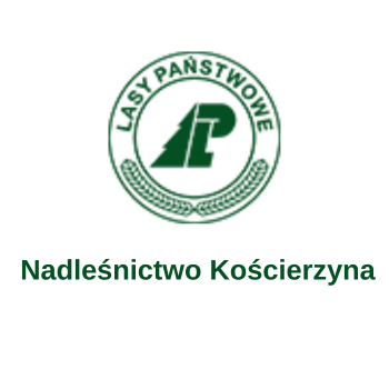 Lasy Państwowe Nadleśnictwo Kościerzyna logo w zielonym kolorze i podpis