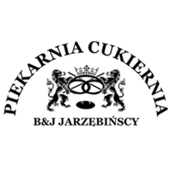 Piekarnia Cukiernia B& J Jarzębińscy. Czarno-białe logo.